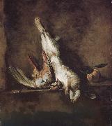 Jean Baptiste Simeon Chardin Orange red partridge and rabbit Sweden oil painting artist